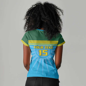 Afro Basketball Rwanda Custom Women V-Neck T-Shirt Go Champions - African Pride