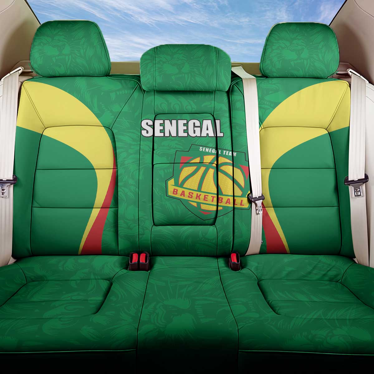 Afro Basketball Senegal Custom Back Car Seat Cover Go Champions Lions - African Pride