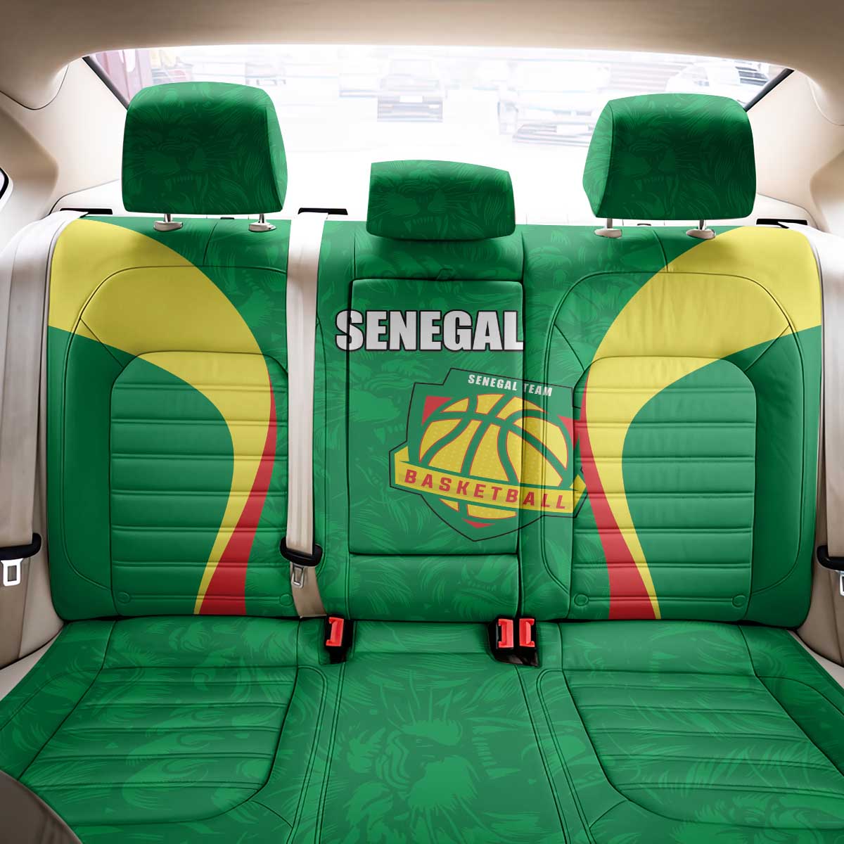 Afro Basketball Senegal Custom Back Car Seat Cover Go Champions Lions - African Pride