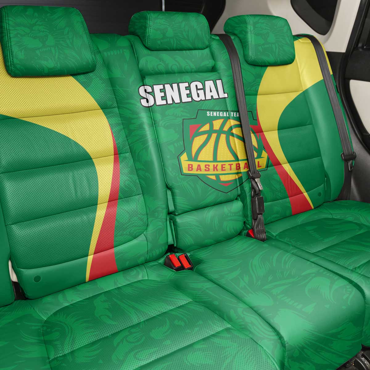 Afro Basketball Senegal Custom Back Car Seat Cover Go Champions Lions - African Pride