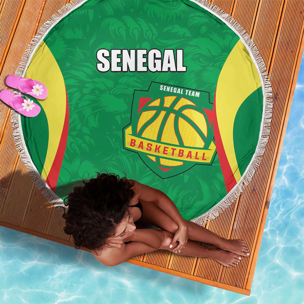 Afro Basketball Senegal Custom Beach Blanket Go Champions Lions - African Pride