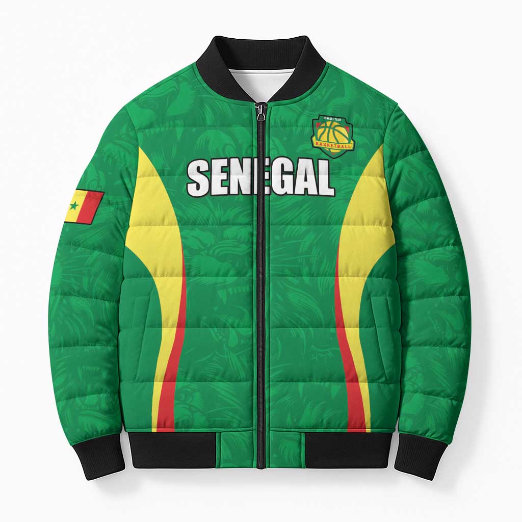 Custom Senegal Basketball Bomber Puffer Jacket Go Champions Lions