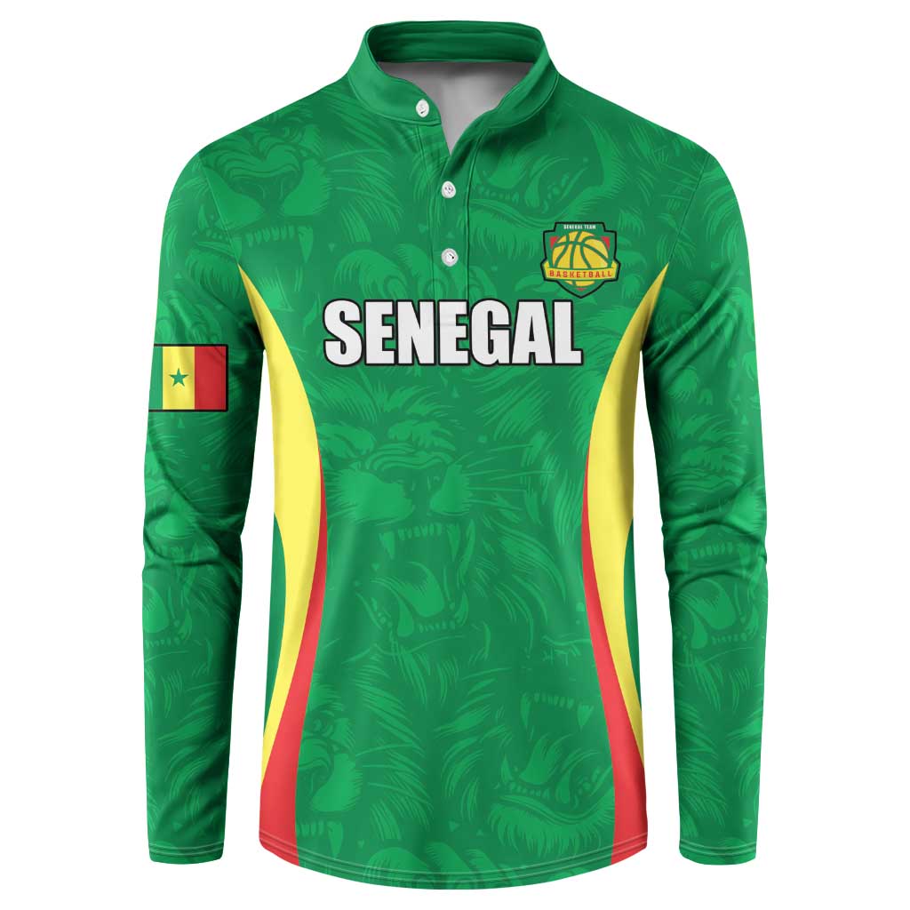 Custom Senegal Basketball Button Sweatshirt Go Champions Lions