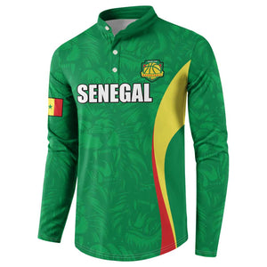Custom Senegal Basketball Button Sweatshirt Go Champions Lions