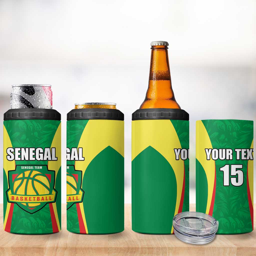 Afro Basketball Senegal Custom 4 in 1 Can Cooler Tumbler Go Champions Lions - African Pride