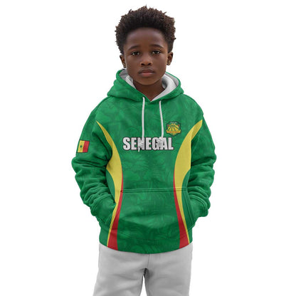 Afro Basketball Senegal Custom Kid Hoodie Go Champions Lions - African Pride