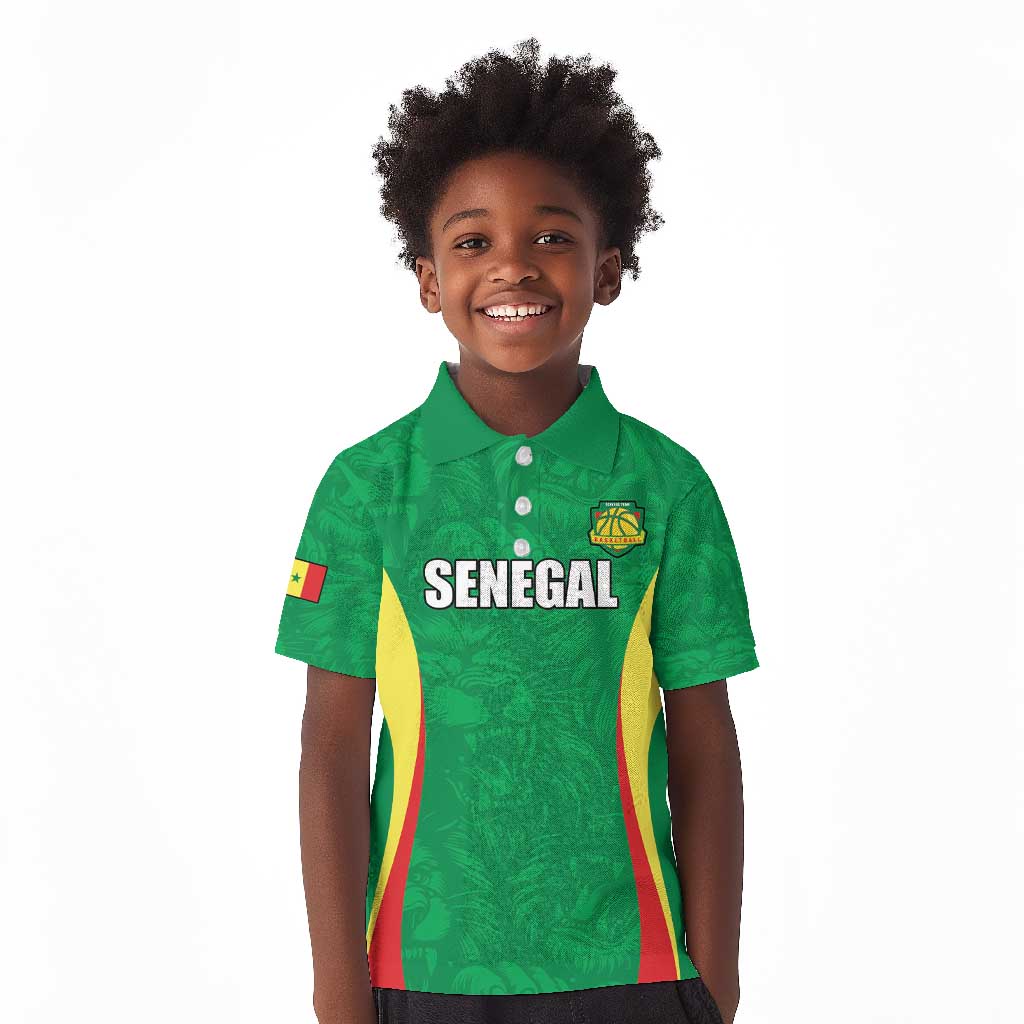 Afro Basketball Senegal Custom Kid Polo Shirt Go Champions Lions - African Pride