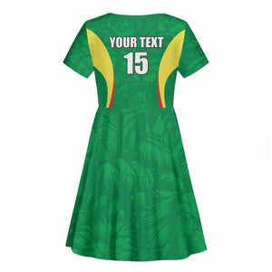 Afro Basketball Senegal Custom Kid Short Sleeve Dress Go Champions Lions - African Pride