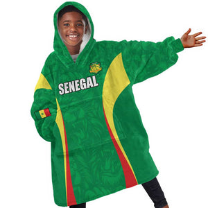 Afro Basketball Senegal Custom Kid Wearable Blanket Hoodie Go Champions Lions - African Pride