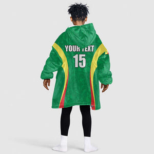 Afro Basketball Senegal Custom Kid Wearable Blanket Hoodie Go Champions Lions - African Pride