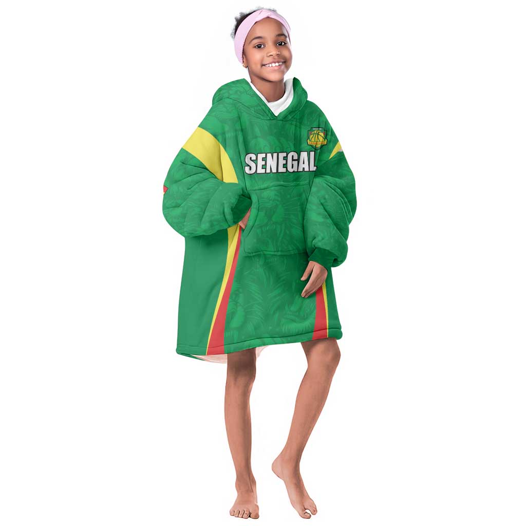 Afro Basketball Senegal Custom Kid Wearable Blanket Hoodie Go Champions Lions - African Pride