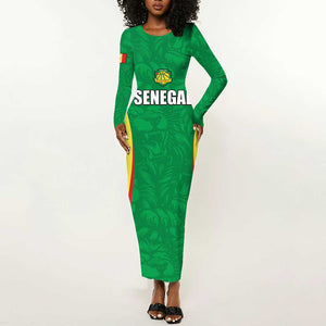 Afro Basketball Senegal Custom Long Sleeve Bodycon Dress Go Champions Lions - African Pride