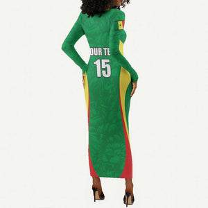 Afro Basketball Senegal Custom Long Sleeve Bodycon Dress Go Champions Lions - African Pride
