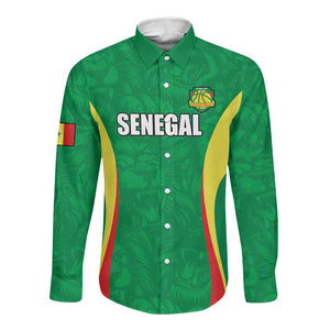 Afro Basketball Senegal Custom Long Sleeve Button Shirt Go Champions Lions - African Pride