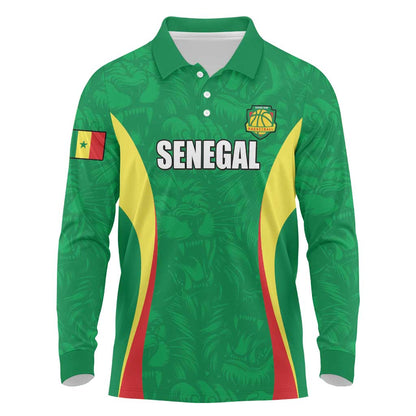 Afro Basketball Senegal Custom Long Sleeve Polo Shirt Go Champions Lions - African Pride