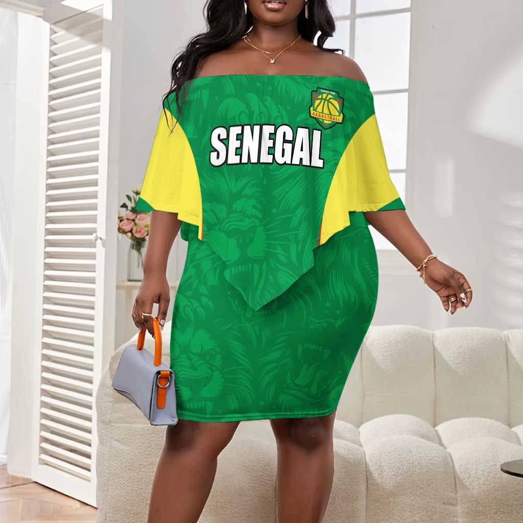 Afro Basketball Senegal Custom Off Shoulder Short Dress Go Champions Lions - African Pride