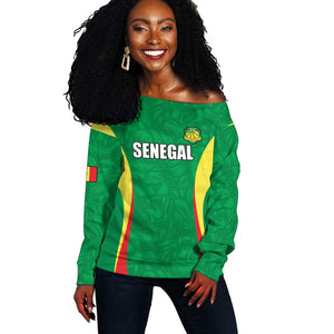 Afro Basketball Senegal Custom Off Shoulder Sweater Go Champions Lions - African Pride