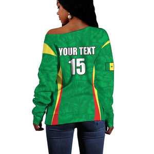 Afro Basketball Senegal Custom Off Shoulder Sweater Go Champions Lions - African Pride