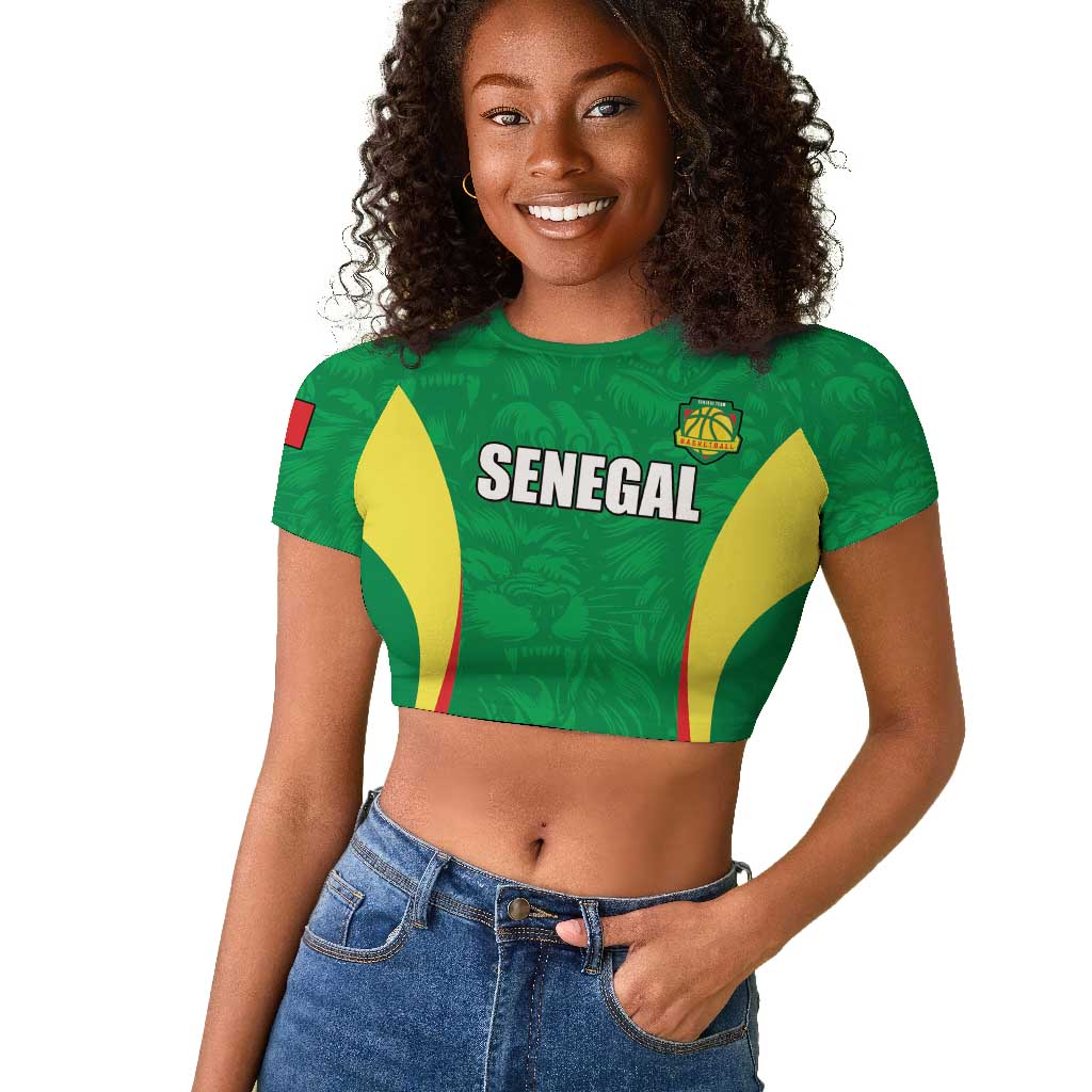 Afro Basketball Senegal Custom Raglan Cropped T shirt Go Champions Lions - African Pride