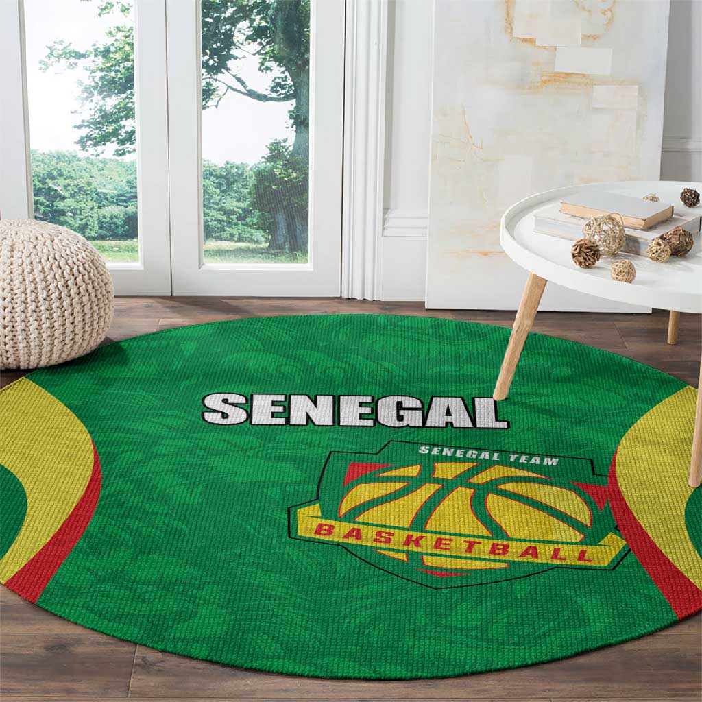 Afro Basketball Senegal Custom Round Carpet Go Champions Lions - African Pride