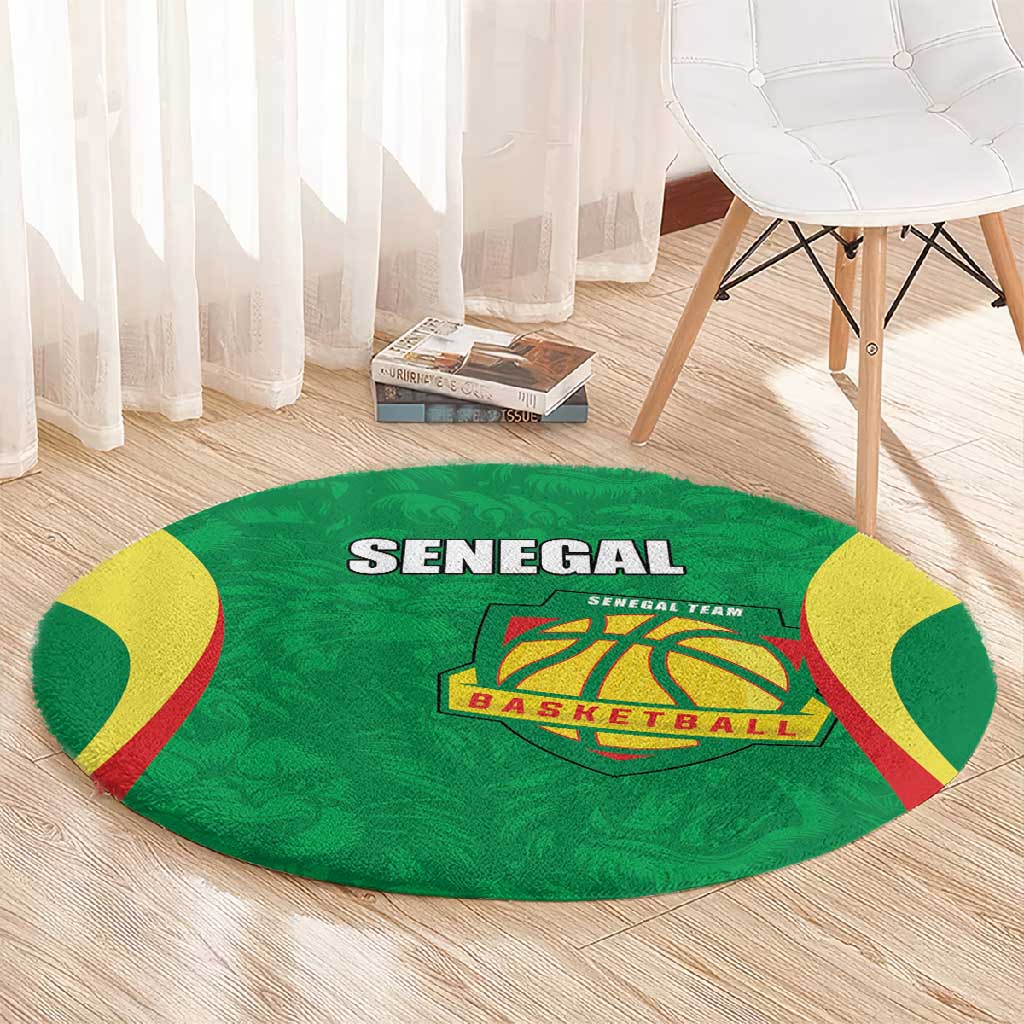 Afro Basketball Senegal Custom Round Carpet Go Champions Lions - African Pride