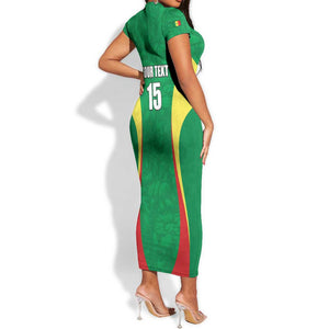 Afro Basketball Senegal Custom Short Sleeve Bodycon Dress Go Champions Lions - African Pride