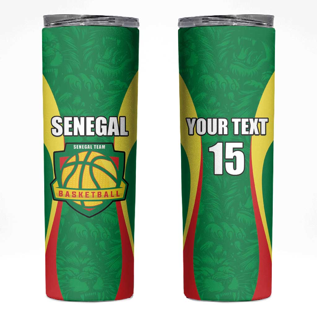 Afro Basketball Senegal Custom Skinny Tumbler Go Champions Lions - African Pride