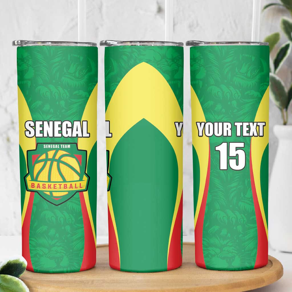 Afro Basketball Senegal Custom Skinny Tumbler Go Champions Lions - African Pride