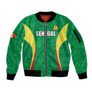 Afro Basketball Senegal Custom Sleeve Zip Bomber Jacket Go Champions Lions - African Pride