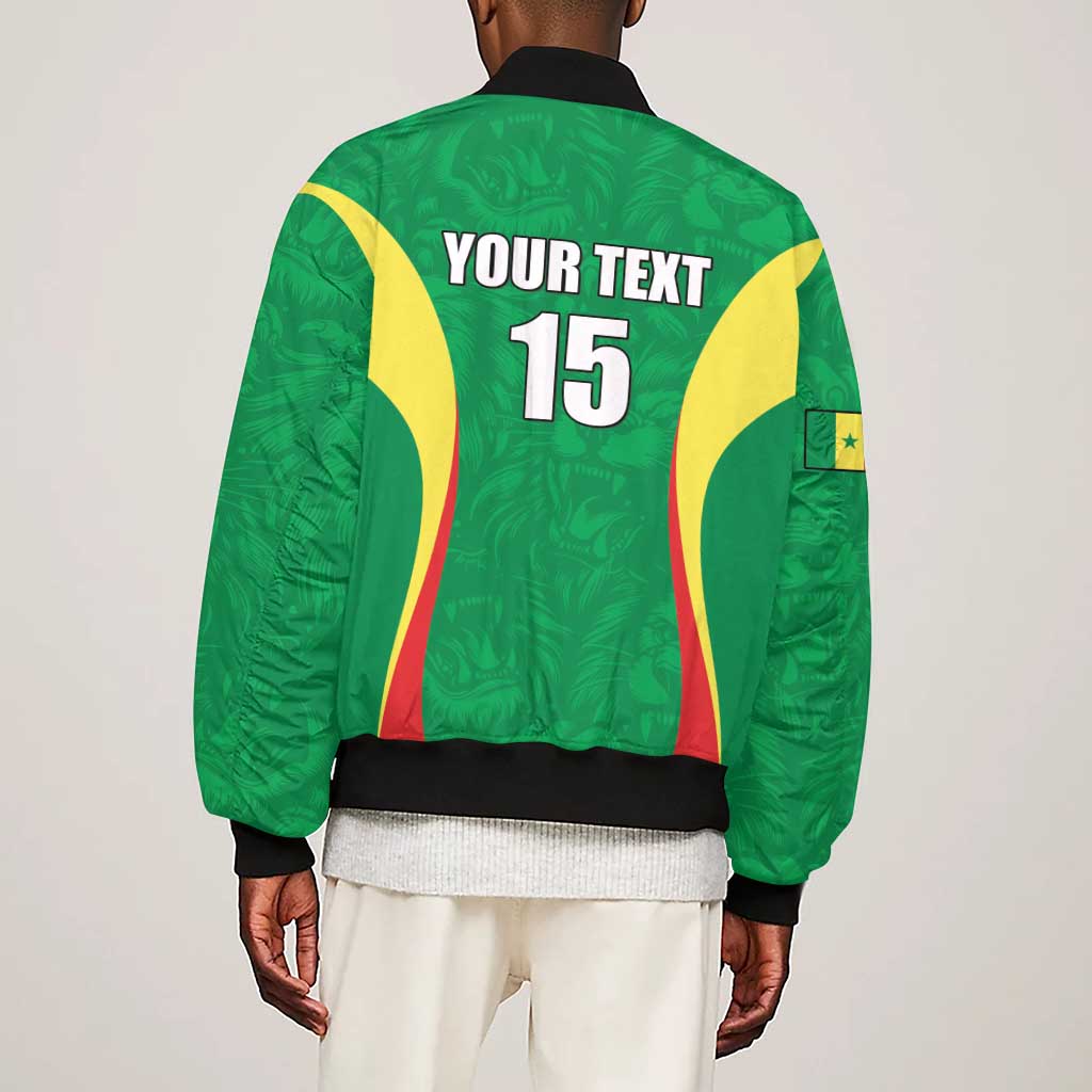 Afro Basketball Senegal Custom Sleeve Zip Bomber Jacket Go Champions Lions - African Pride