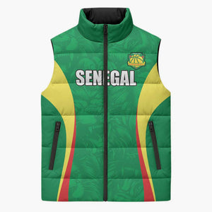 Custom Senegal Basketball Sleeveless Puffer Jacket Go Champions Lions
