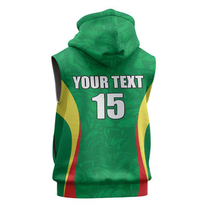 Afro Basketball Senegal Custom Sleeveless Zip Hoodie Go Champions Lions - African Pride