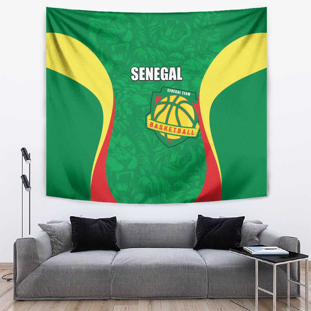 Afro Basketball Senegal Custom Tapestry Go Champions Lions - African Pride