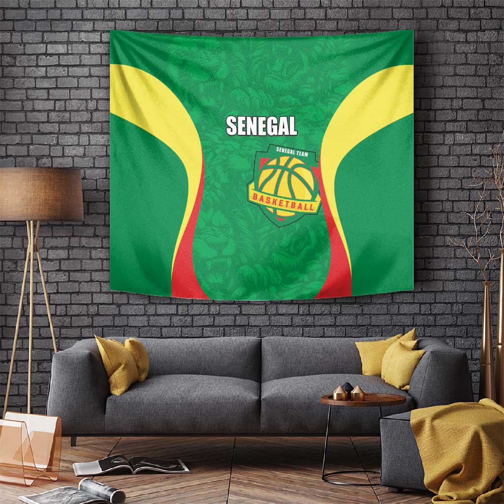 Afro Basketball Senegal Custom Tapestry Go Champions Lions - African Pride