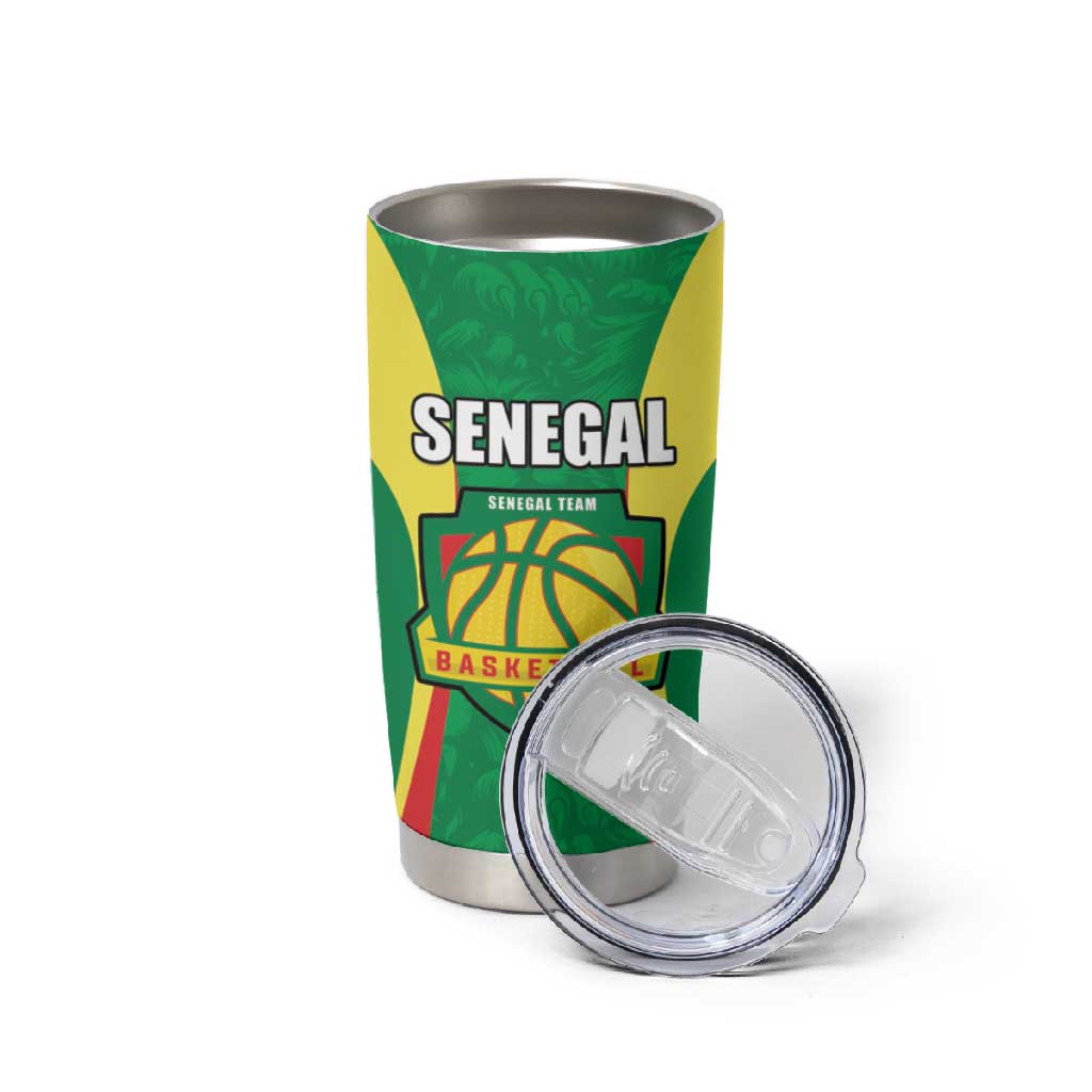 Afro Basketball Senegal Custom Tumbler Cup Go Champions Lions - African Pride