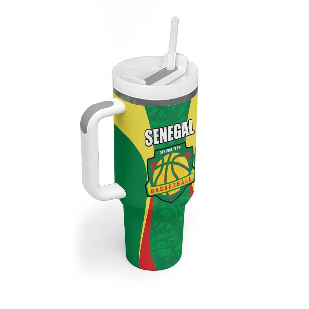Afro Basketball Senegal Custom Tumbler With Handle Go Champions Lions - African Pride