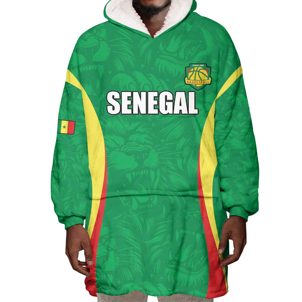 Afro Basketball Senegal Custom Wearable Blanket Hoodie Go Champions Lions - African Pride
