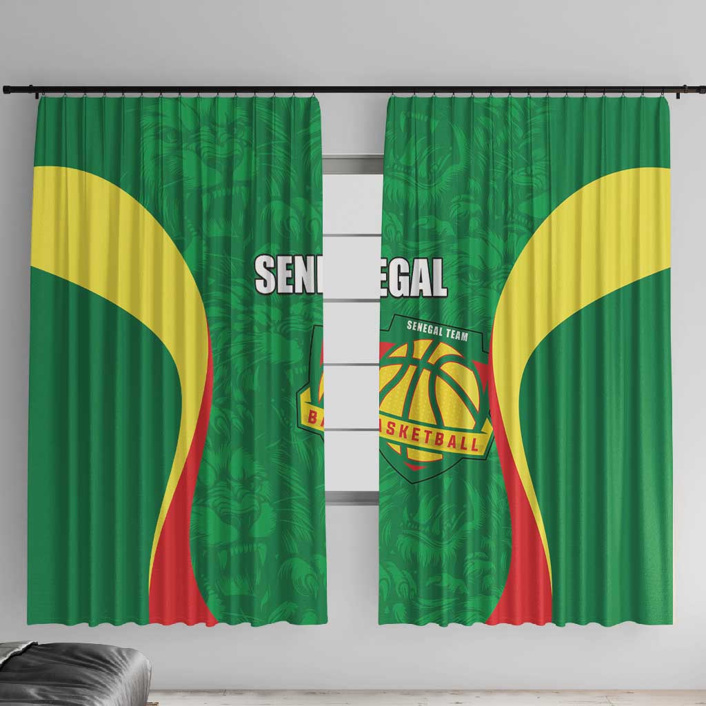 Afro Basketball Senegal Custom Window Curtain Go Champions Lions - African Pride