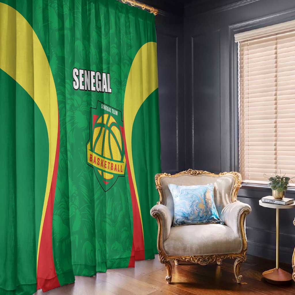 Afro Basketball Senegal Custom Window Curtain Go Champions Lions - African Pride