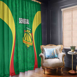 Afro Basketball Senegal Custom Window Curtain Go Champions Lions - African Pride