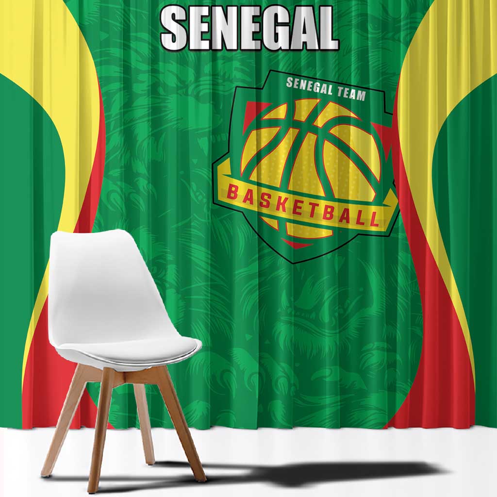 Afro Basketball Senegal Custom Window Curtain Go Champions Lions - African Pride
