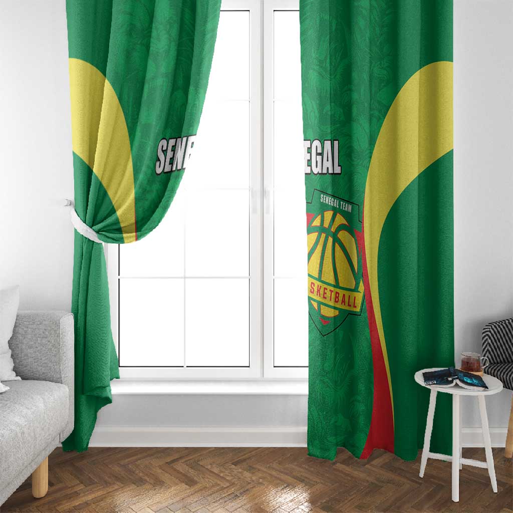 Afro Basketball Senegal Custom Window Curtain Go Champions Lions - African Pride