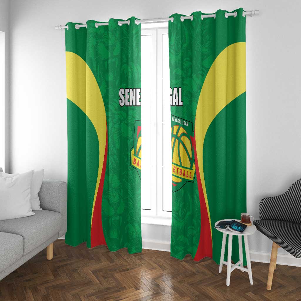 Afro Basketball Senegal Custom Window Curtain Go Champions Lions - African Pride