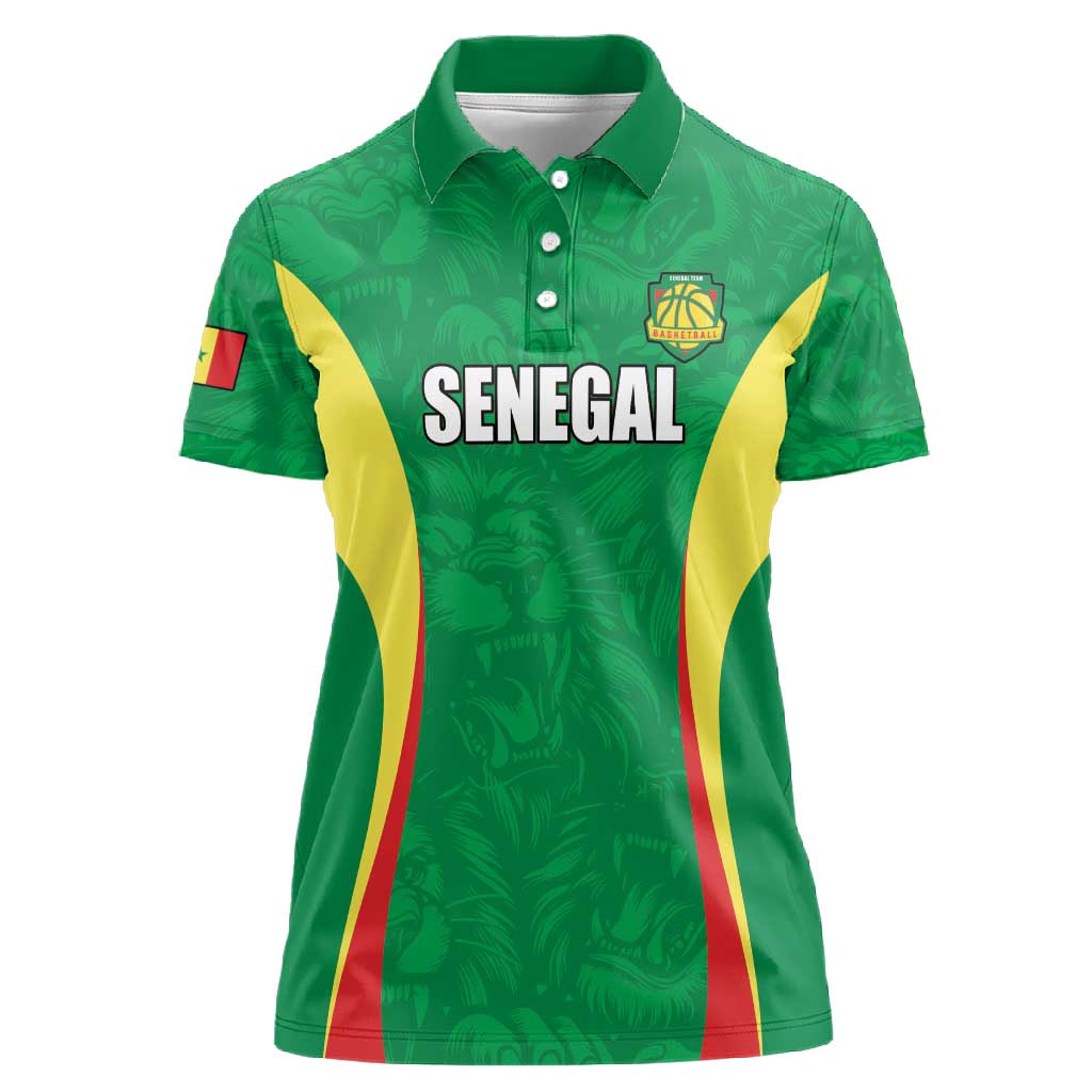 Afro Basketball Senegal Custom Women Polo Shirt Go Champions Lions - African Pride