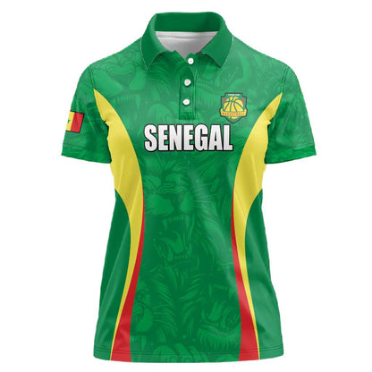 Afro Basketball Senegal Custom Women Polo Shirt Go Champions Lions - African Pride