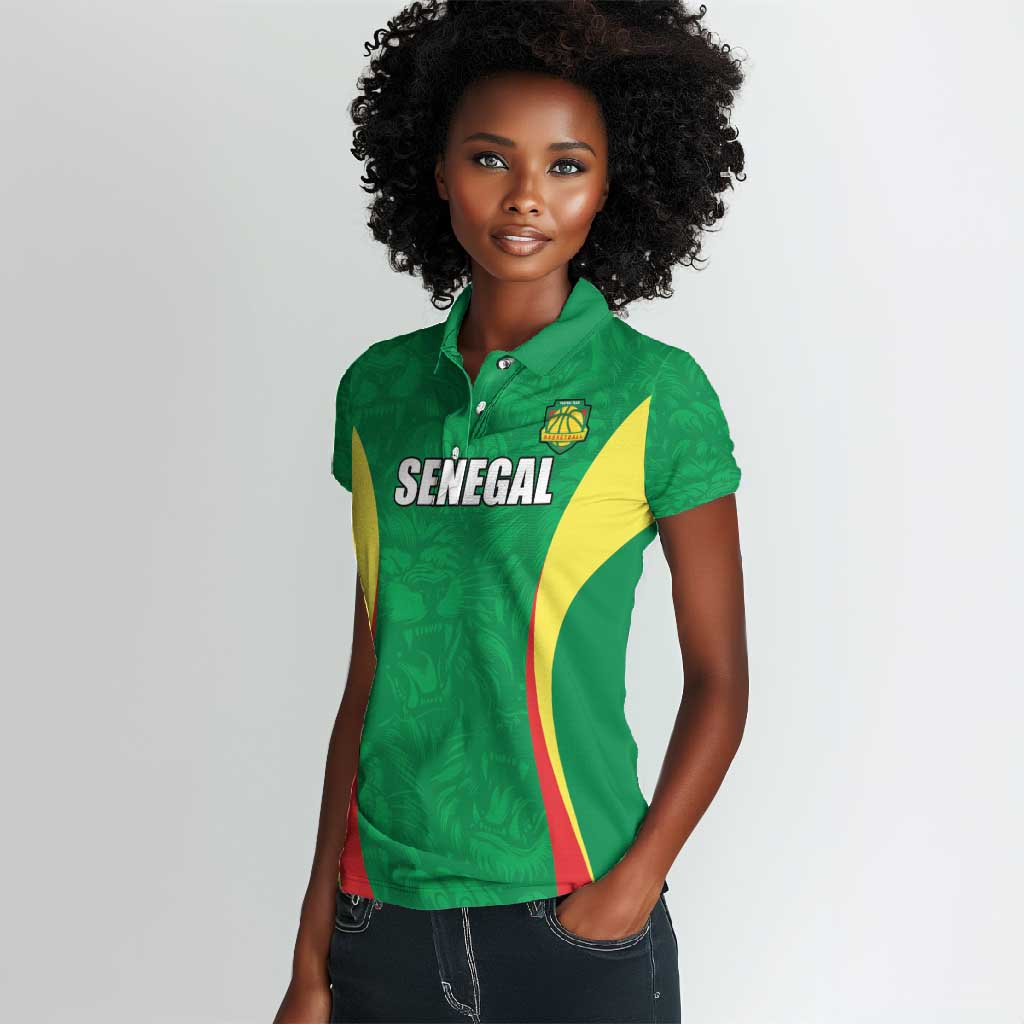 Afro Basketball Senegal Custom Women Polo Shirt Go Champions Lions - African Pride