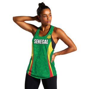 Afro Basketball Senegal Custom Women Racerback Tank Go Champions Lions - African Pride