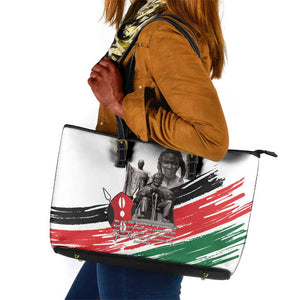 Happy Kenya Heroes Day Leather Tote Bag Kenyan Heroes - African Pride