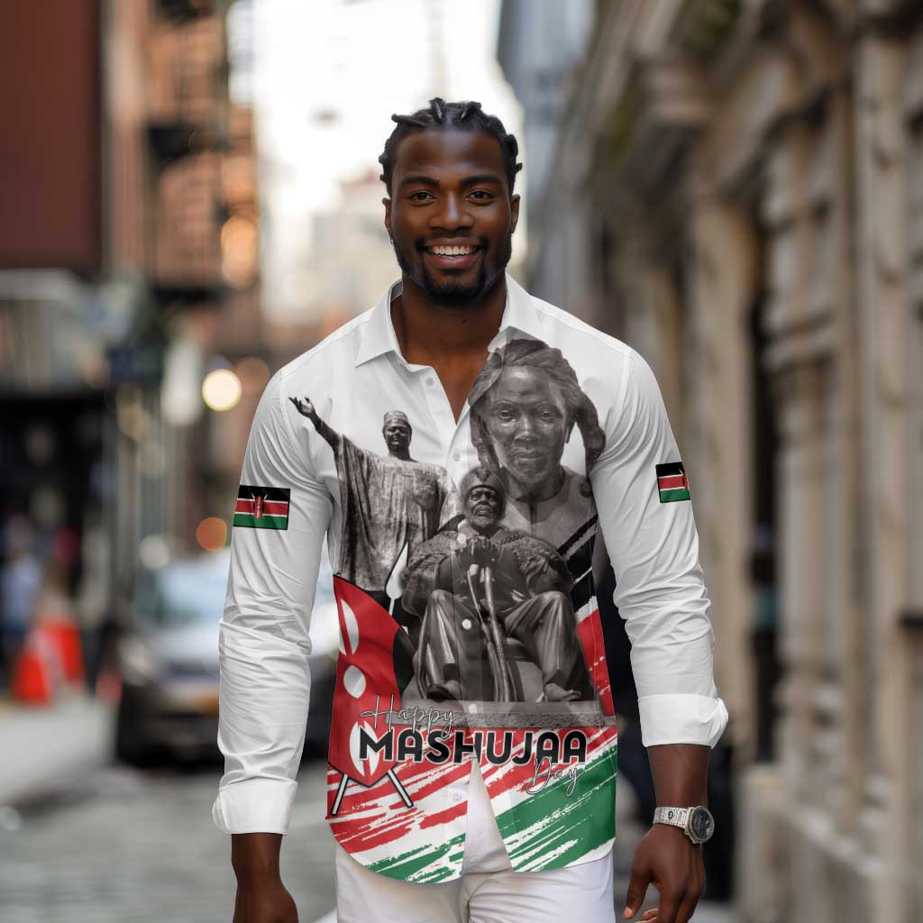 Happy Kenya Heroes Day Long Sleeve Button Shirt Kenyan Heroes - African Pride