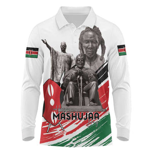 Happy Kenya Heroes Day Long Sleeve Polo Shirt Kenyan Heroes - African Pride